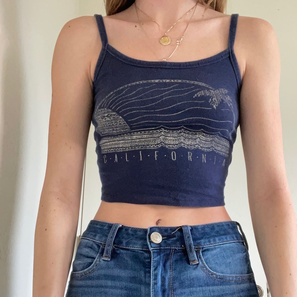 PacSun Navy Blue Graphic Tank Top